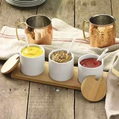 Porcelain Condiment Jar Set on Sale
