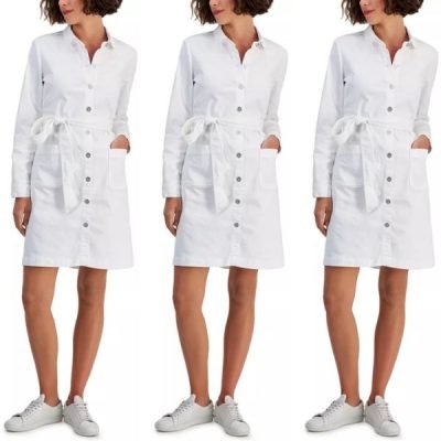 Women's Belted Denim Shirtdress on Sale