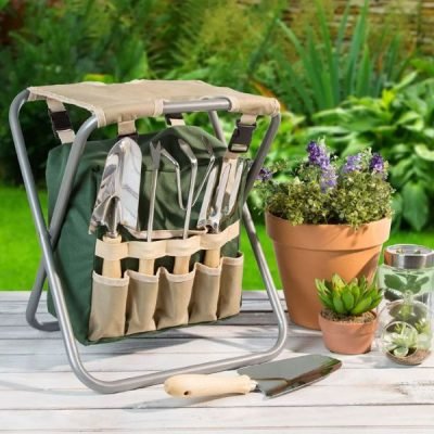 Folding Garden Stool & Tools Set on Sale
