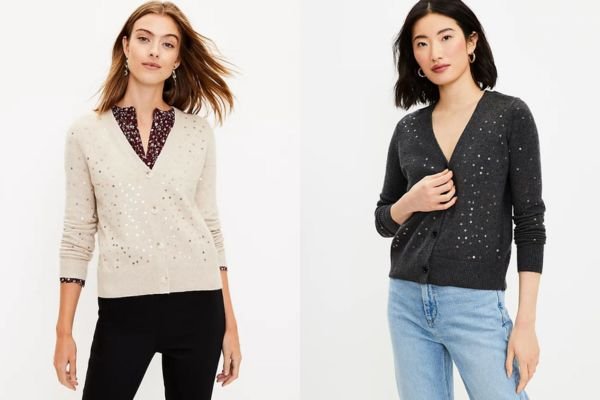 Sequin V-Neck Cardigan on Sale