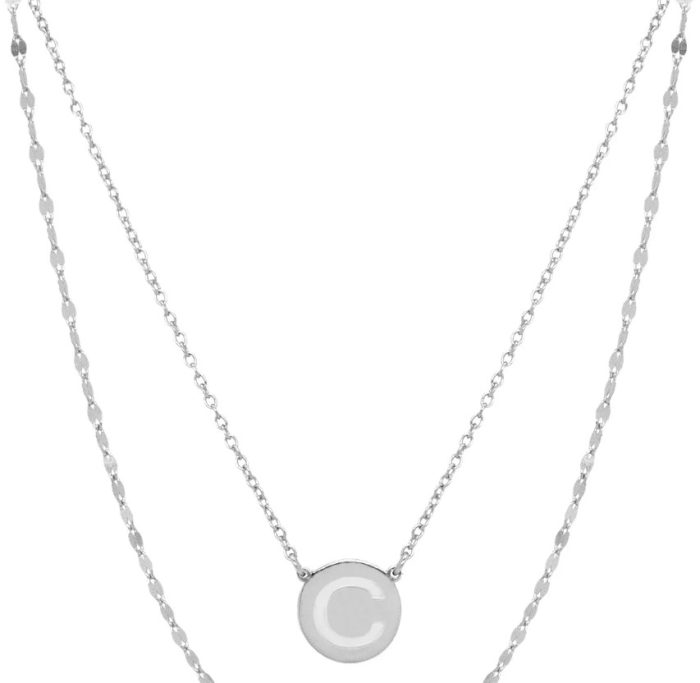 Initial Disc Layered Necklace on Sale