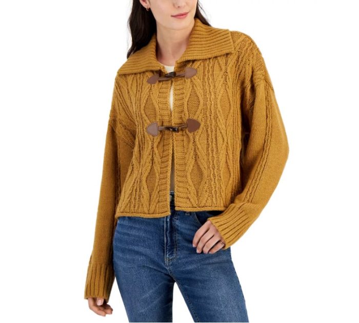 Juniors' Cable-Knit Cardigan on Sale