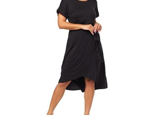 G by Giuliana EcoLuxe Knit Tulip-Hem T-Shirt Dress