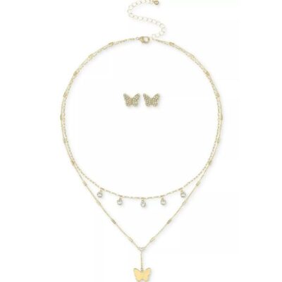 Butterfly Necklace & Earring Set on Sale