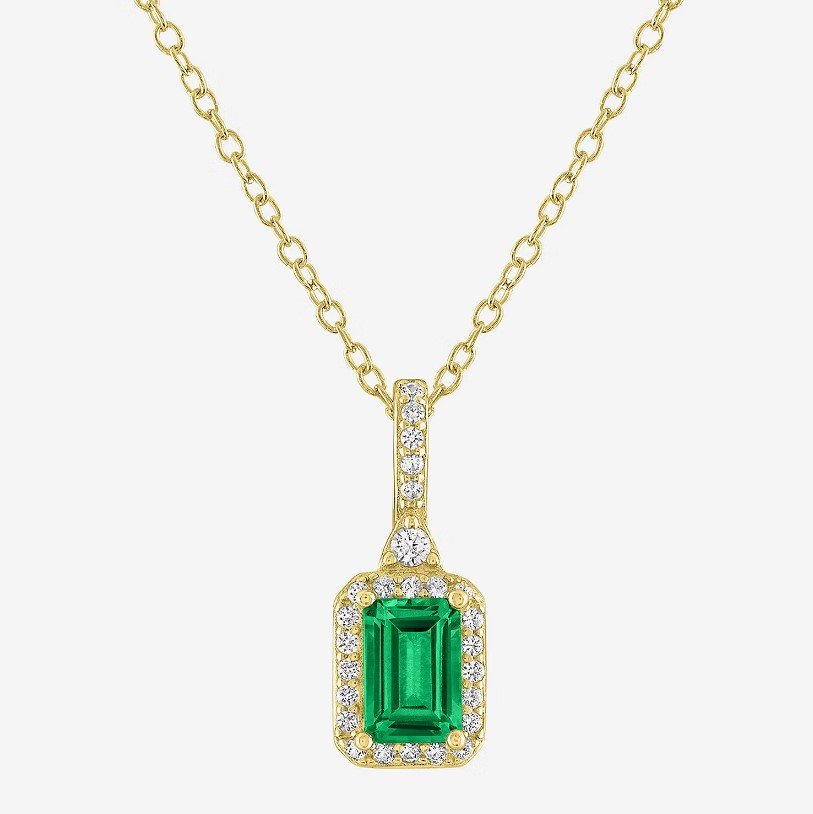 Lab Created Green Emerald Necklace on Sale