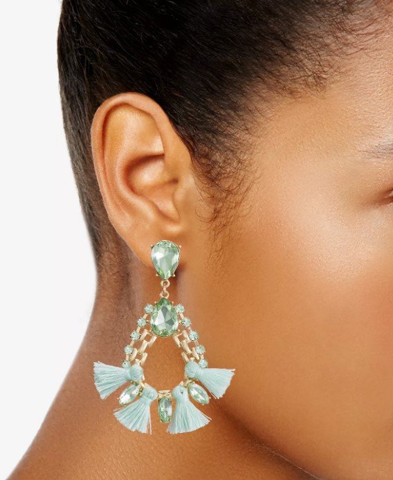 Crystal & Tassel Open Drop Earrings