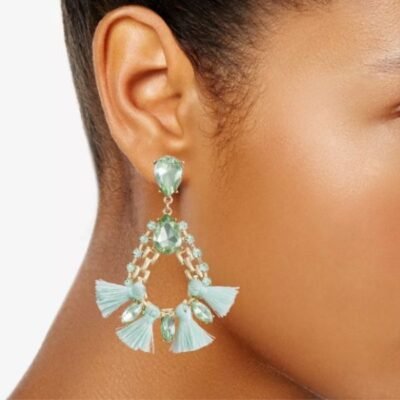 Crystal & Tassel Open Drop Earrings