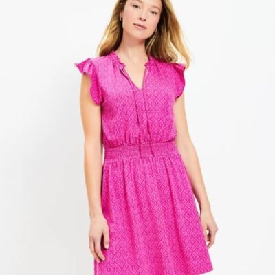Women's Tie Neck Flutter Mini Dress