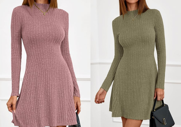 Mock Neck Sweater Dresses on Sale